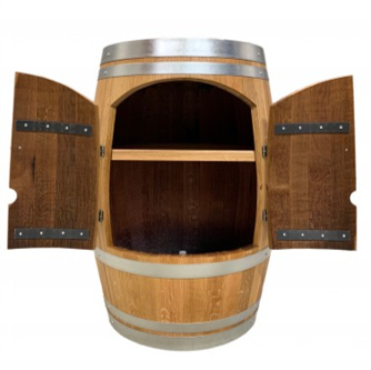 Tonneau Bar - Fabriqué comme un tonneau traditionnel - Tonneau bar avec deux portes - Rangement intérieur pour bouteilles